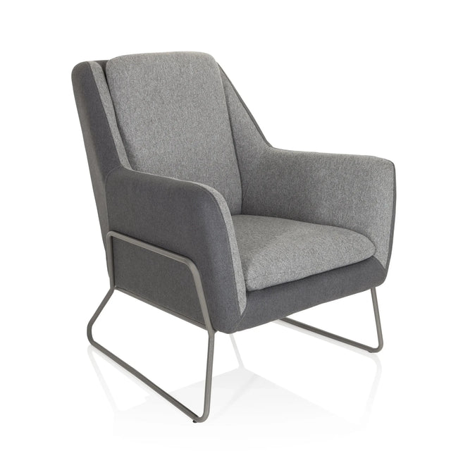 Poltrona imbottita LAGUN grigio chiaro con accenti grigio scuro e struttura in metallo grigio di hjh OFFICE