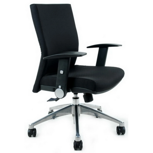 Sedia da ufficio professionale LAGUNA PRO con rivestimento in tessuto nero e base lucida di hjh OFFICE