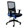 Sedia da ufficio professionale LAVITA in nero e blu con schienale in rete e braccioli di hjh OFFICE