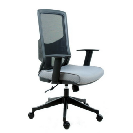 Sedia da ufficio professionale LAVITA in nero e grigio con schienale in rete e braccioli di hjh OFFICE