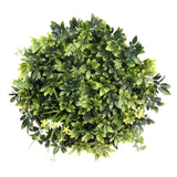 Pannello vegetale verde LEAFLUXE WALL 2 con fogliame denso e piccoli fiori bianchi di hjh LIVING