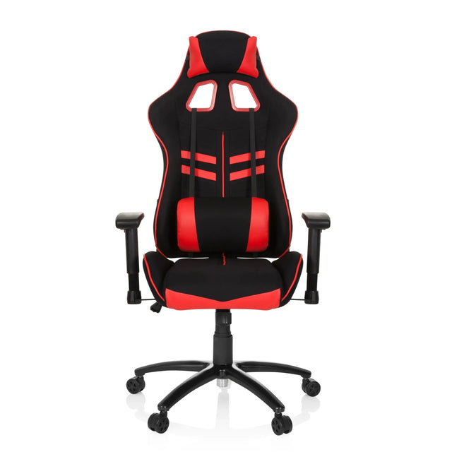 Sedia da gaming LEAGUE PRO I in nero e rosso con cuscini per collo e lombari di hjh OFFICE