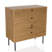 Cassettiera LINNO K in aspetto rovere con frontali dei cassetti scanalati e gambe nere di hjh LIVING