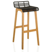 Sgabello da bar LONSO W con scocca della seduta in plastica nera e struttura in legno di rovere di hjh OFFICE