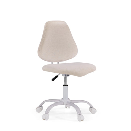Sedia girevole per bambini Lumikid beige con base bianca e cinque rotelle di hjh OFFICE