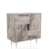 Cassettiera LYKKJA in effetto marmo bianco con quattro cassetti asimmetrici di hjh LIVING