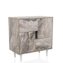 Cassettiera LYKKJA in effetto marmo bianco con quattro cassetti asimmetrici di hjh LIVING
