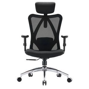 Sedia da ufficio professionale M18-M148 in nero con schienale in rete e base cromata di Sihoo