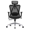 Sedia da ufficio professionale M57-M015 con rivestimento in rete nera, poggiatesta e base cromata di Sihoo