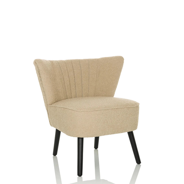 Poltrona Lounge MANISO beige con rivestimento in tessuto strutturato e gambe nere di hjh LIVING