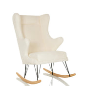 Poltrona Lounge MAPOON bianca come sedia a dondolo con pattini in legno chiaro di hjh LIVING