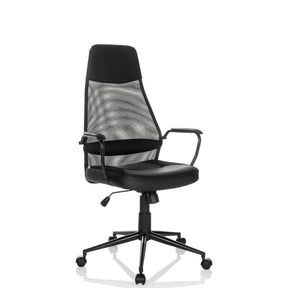 Poltrona Home Office MARCOZ nera con schienale in rete e braccioli di MyBuero