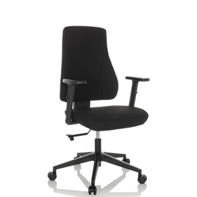Sedia da ufficio professionale MATHES nera con braccioli e cinque rotelle di hjh OFFICE