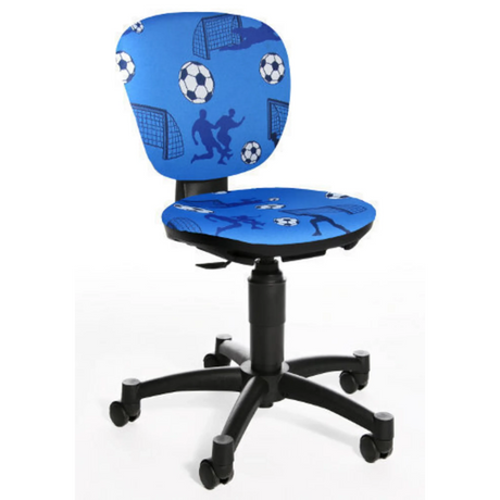 Sedia girevole per bambini MAXX KID blu con motivo a calcio e base a stella nera con ruote di Topstar