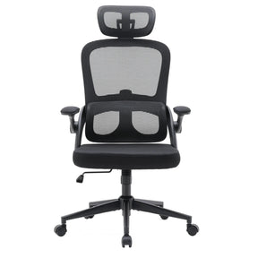Sedia da ufficio professionale MC102C-M101 in nero con schienale in rete e poggiatesta di Sihoo
