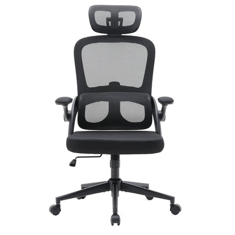 Sedia da ufficio professionale MC102C-M101 in nero con schienale in rete e poggiatesta di Sihoo