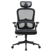 Sedia da ufficio professionale MC102C-M101 in nero con schienale in rete e poggiatesta di Sihoo