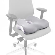 Cuscino da seduta MEDISIT IV grigio con un'apertura centrale su una sedia da ufficio di hjh OFFICE