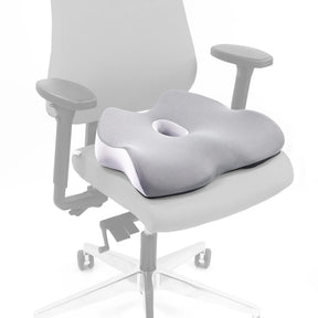 Cuscino da seduta MEDISIT IV grigio con un'apertura centrale su una sedia da ufficio di hjh OFFICE