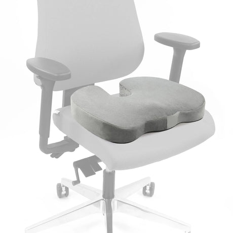 Cuscino da seduta MEDISIT VIII grigio dalla forma ergonomica su una sedia da ufficio di hjh OFFICE