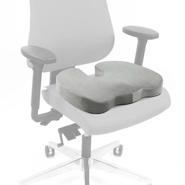 Cuscino da seduta MEDISIT VIII grigio dalla forma ergonomica su una sedia da ufficio di hjh OFFICE