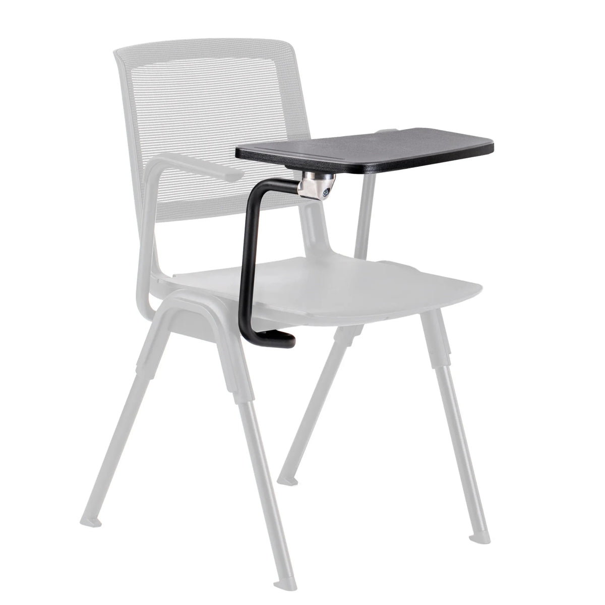 Cartelletta con clip MEET WA nera con robusti supporti metallici su una sedia di hjh OFFICE