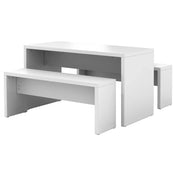 Tavolo della conferenza bianco MEETING MPSET1 con due panche coordinate dal design semplice di hjh OFFICE PRO