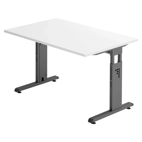 Scrivania regolabile in altezza MEGA 12 G con piano bianco e struttura grafite di hjh OFFICE PRO
