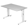 Scrivania regolabile in altezza MEGA 12 W con piano grigio e struttura bianca di hjh OFFICE PRO