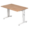 Scrivania regolabile in altezza MEGA 12 W in noce e bianco con struttura bianca di hjh OFFICE PRO