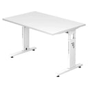 Scrivania regolabile in altezza MEGA 12 W in bianco con piano rettangolare di hjh OFFICE PRO