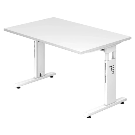 Scrivania regolabile in altezza MEGA 12 W in bianco con piano rettangolare di hjh OFFICE PRO
