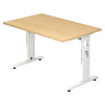 Scrivania regolabile in altezza MEGA 12 W in acero e bianco con struttura a T di hjh OFFICE PRO