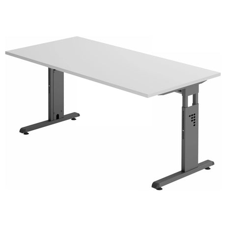 Scrivania regolabile in altezza MEGA 16 G con piano grigio e struttura grafite di hjh OFFICE PRO