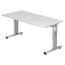 Scrivania regolabile in altezza MEGA 16 S con piano bianco e gambe argentate di hjh OFFICE PRO