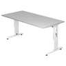Scrivania regolabile in altezza MEGA 16 W con piano grigio e struttura bianca di hjh OFFICE PRO