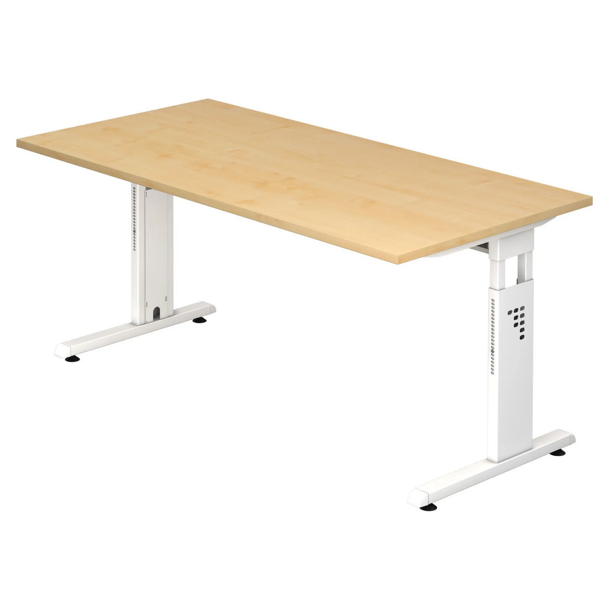 Scrivania regolabile in altezza MEGA 16 W in acero e bianco con piano rettangolare di hjh OFFICE PRO