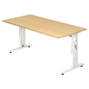 Scrivania regolabile in altezza MEGA 16 W in acero e bianco con piano rettangolare di hjh OFFICE PRO