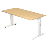 Scrivania regolabile in altezza MEGA 16 W in acero e bianco con piano rettangolare di hjh OFFICE PRO