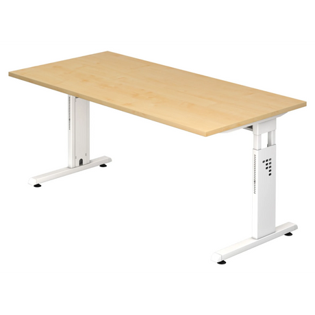 Scrivania regolabile in altezza MEGA 16 W in acero e bianco con piano rettangolare di hjh OFFICE PRO