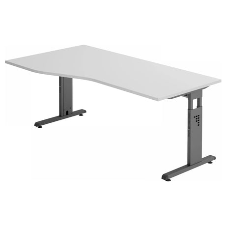 Scrivania regolabile in altezza MEGA 18 G con piano grigio e struttura grafite di hjh OFFICE PRO