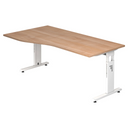 Scrivania regolabile in altezza MEGA 18 W con piano in noce e struttura bianca di hjh OFFICE PRO