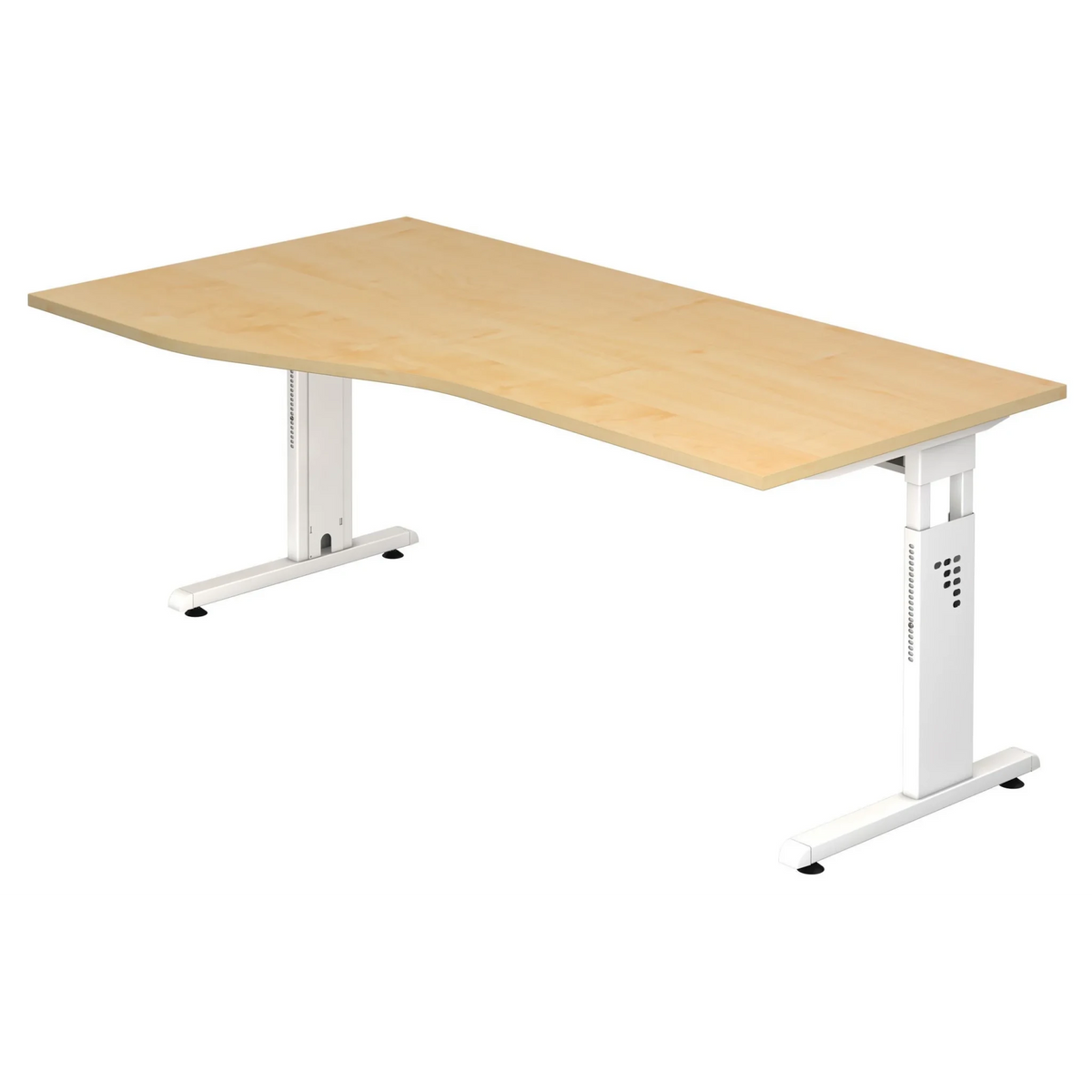 Scrivania regolabile in altezza MEGA 18 W in acero e bianco con piano curvo di hjh OFFICE PRO