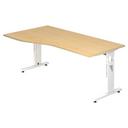 Scrivania regolabile in altezza MEGA 18 W in acero e bianco con piano curvo di hjh OFFICE PRO
