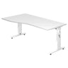 Scrivania regolabile in altezza MEGA 18 W in bianco con piano curvo di hjh OFFICE PRO