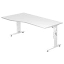 Scrivania regolabile in altezza MEGA 18 W in bianco con piano curvo di hjh OFFICE PRO