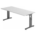 Scrivania regolabile in altezza MEGA 19 G con piano grigio e struttura grafite di hjh OFFICE PRO