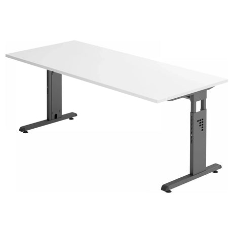Scrivania regolabile in altezza MEGA 19 G con piano bianco e struttura grafite di hjh OFFICE PRO