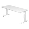Scrivania regolabile in altezza MEGA 19 W in bianco con un ampio piano di lavoro di hjh OFFICE PRO