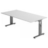 Scrivania regolabile in altezza MEGA 2E G con piano grigio e struttura grafite di hjh OFFICE PRO
